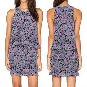 JOIE Everla Floral Dress Black Blue Purple Floral Snakeskin Sleeveless Mini S ??
